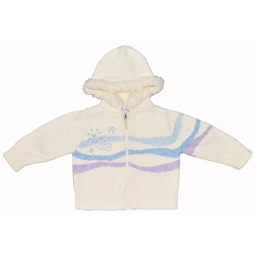 Gymboree Baby Girls Size 12-18 Months White Snowflake Zip-Up Hoodie Jacket